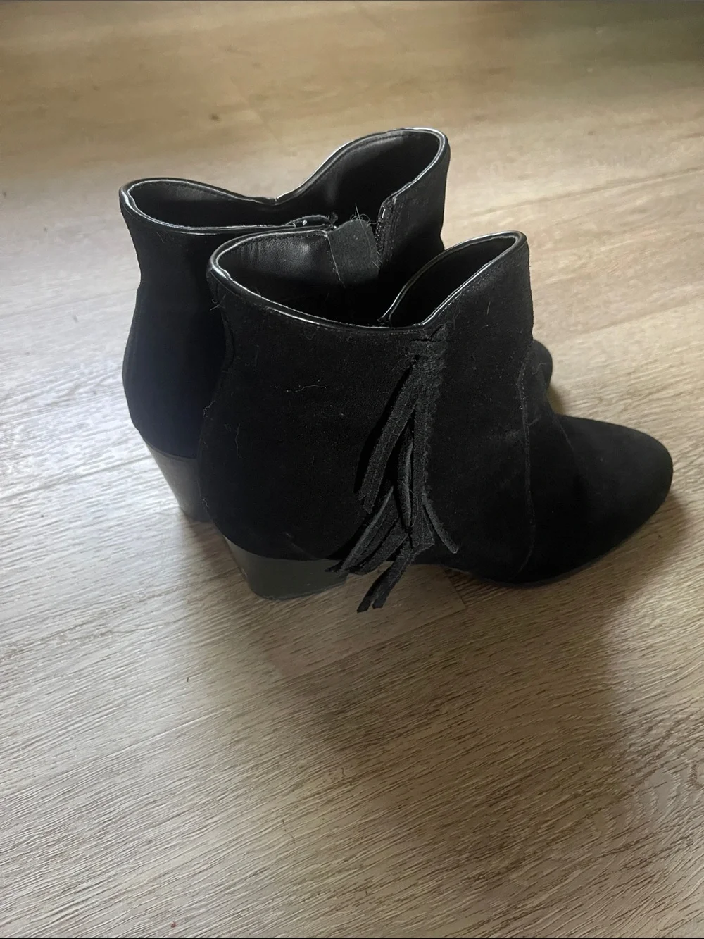 Bass Black Suede Ankle Boots with Side Tassel